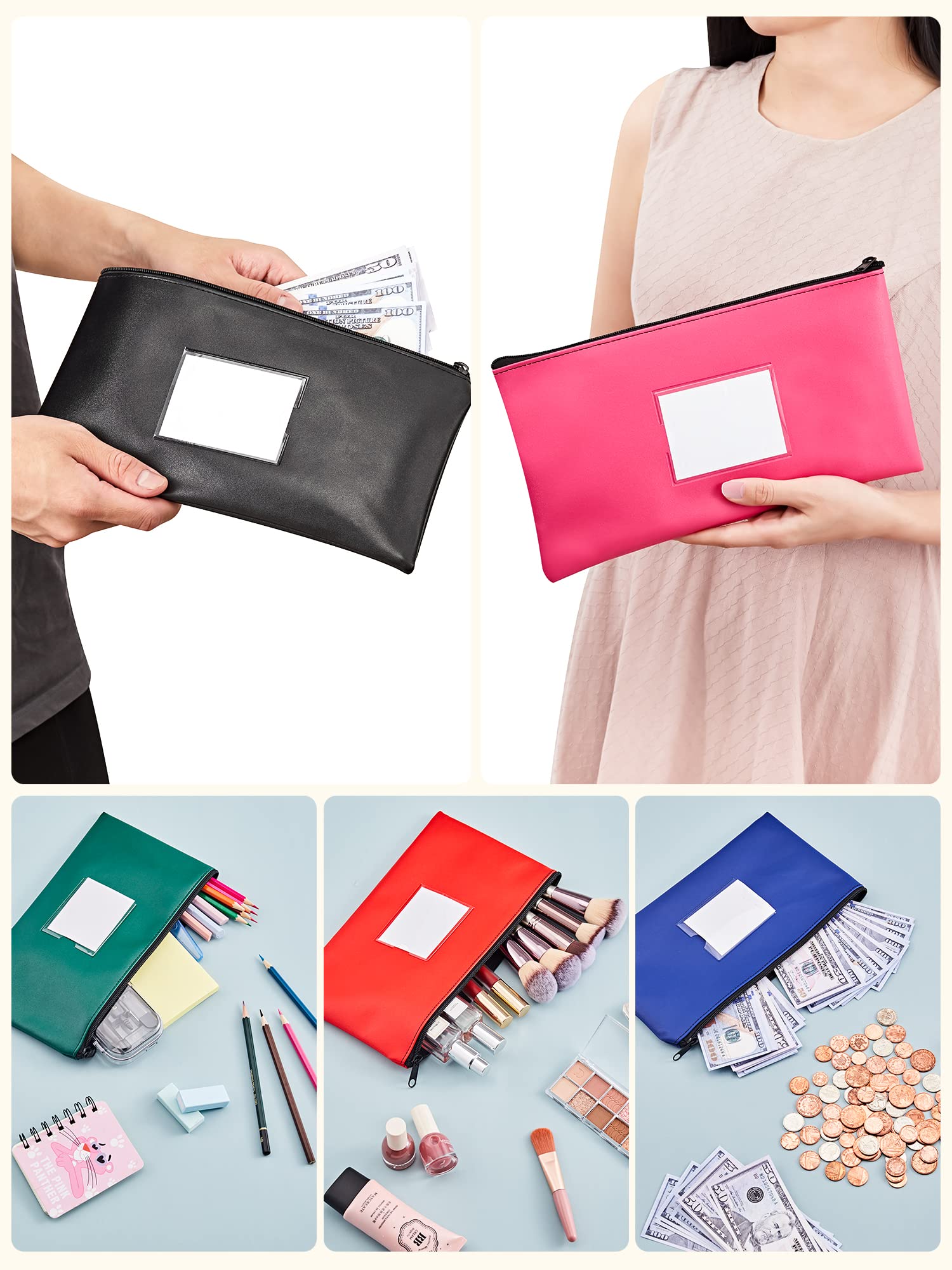 Mua SMARTAKE 5 Pack Bank Deposit Money Bags with Zipper, 5 Colors Leather  Bags Wallet Pouches with Label, Makeup Bags, for Cash, Coins, Cosmetics,  Invoice, Bills, Tools, Receipt Organizer, 11.5