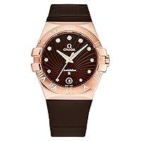 Omega Women's 12353356063001 'Constellation' Brown Diamond Dial 18K Rose Gold Swiss Quartz Watch
