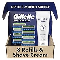 ProGlide Mens Razors 8 Razor Blade Refills Plus Gillette PURE Mens Soothing Shaving Cream with Aloe, 6 oz
