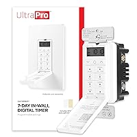 UltraPro Daysmart 7-Day Digital In-Wall Timer, Presets/Countdown Timer, Programmable Settings, Override, Sunrise/Sunset, Light Timer for Indoor Lighting, Porch, Seasonal, LED, Timer Switch, 40954