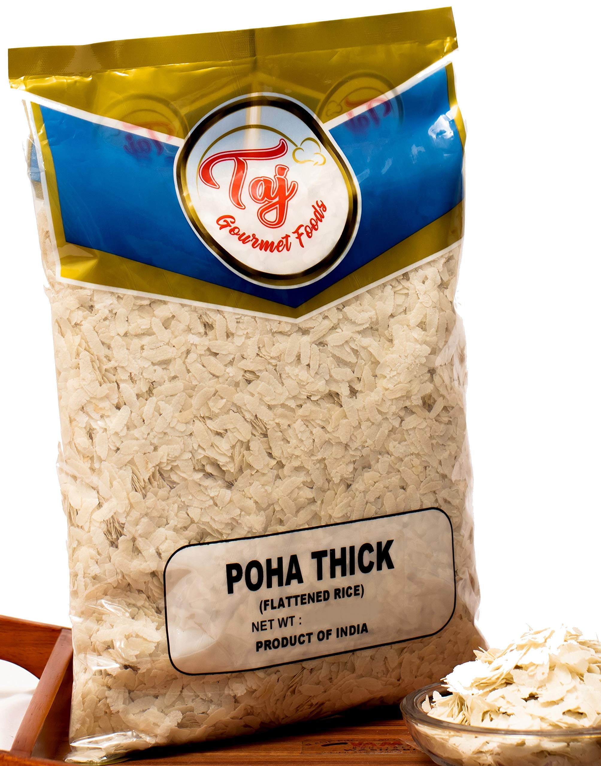 TAJ Premium Indian Poha Thick Powa Flattened Rice (4-Pounds)