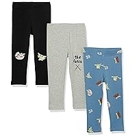 Amazon Essentials Disney | Marvel | Star Wars | Frozen | Princess Girls' Leggings, Pack of 3, Grogu Force, Small