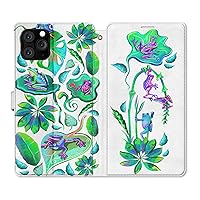 Wallet Case Replacement for iPhone 15 14 13 Pro Max 12 Mini 11 Xr Xs 10 X 8 7+ SE Leaves Snap PU Leather Green Exotic Flip Magnetic Frogs Cover Tropical Watercolor Card Holder Folio