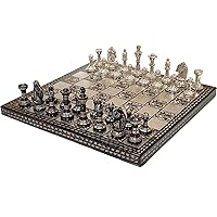 Devyom Luxury & Decorative Premium Chess Game Set Handmade Collectible Best for Gifting | Heavy Chess Board for Professionals and Adult for Tournament (10 Inches, Black & Silver) by INDUS Living