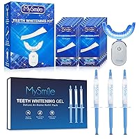 MySmile Teeth Whitening Kit with led Light, 28X Teeth Whitening Strips for Teeth Sensitive, 3X Non-Sensitive Teeth Whitening Gel Refill Pack,10 Min Fast Whitening Teeth