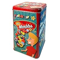 The Tin Box Company 160 Marbles in a Tin Box Nostalgia Toy, Marble Games and Collectibles, Tin 7.5