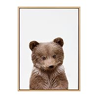 Kate and Laurel Sylvie Baby Bear Animal Print Portrait Framed Canvas Wall Art by Amy Peterson, 23x33 Natural