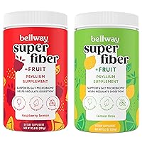Super Fiber Powder + Fruit, Sugar Free Organic Psyllium Husk Powder Fiber Supplement for Regularity, Bloating Relief & Gut Health, Non-GMO, Plant-Based, Raspberry Lemon & Lemon Lime