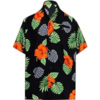 LA LEELA Men's Funky Beach Party Tropical Floral Shirts Short Sleeve Button Down Casual Summer Vacation Party Hawaiian Shirt