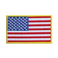 3.2x2 Inches, US USA United States of America Flag Embroidered Iron On Patch Applique American Army Military Uniform Costume Yellow Red Blue