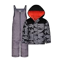 Carter's Baby Boy's Water Resistant Two-Piece Winter Includes Snowsuit + Hooded, Fleece Lined Jacket, Heather GR, 12 Months