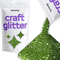 Hemway Craft Glitter - Multi-Size Chunky Fine Glitter Mix for Arts Crafts Tumbler Resin Painting Decorations Epoxy, Cosmetics for Nail Body Festival Art - Lime Green - 100g / 3.5oz
