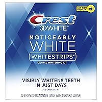 3D Whitestrips, Noticeably White, Teeth Whitening Strip Kit, 20 Strips (10 Count Pack)