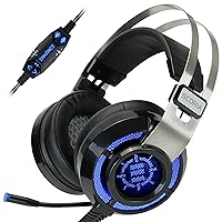 ENHANCE (Used) Scoria Computer Gaming Headset Headphones with USB 7.1 Surround Sound, Bass Vibration, Adjustable LED Lighting, in-Line Controls & Retractable Microphone