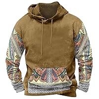 Mans Western Aztec Ethnic Print Hoodie Plus Szie Tribal Graphic Sweatshirts Vintage Hoody Pullover With Pocket