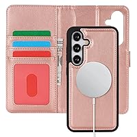 Ｈａｖａｙａ for Samsung Galaxy s24 case Wallet Detachable Magnetic Phone case with Card Holder Compatible Magsafe Leather Flip Folio case Stand Removable Shockproof Cover for Women-Rose Gold