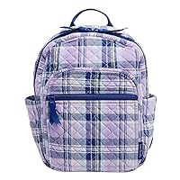 Vera Bradley Women's Cotton Small Backpack, Amethyst Plaid - Recycled Cotton, One Size