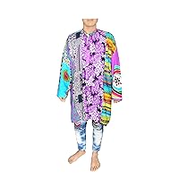 Indian Men's Shirt Bohemian 100% Cotton Kurta Ethnic Patchwork Tunic Button Down Shirt Purple Color