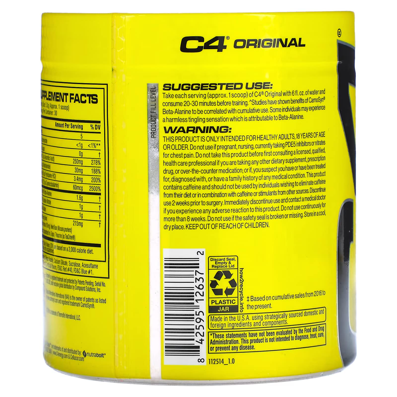 Cellucor C4 Original Pre Workout Powder Grape Sugar Free Preworkout Energy for Men & Women 150mg Caffeine + Beta Alanine + Creatine - 30 Servings (Packaging May Vary)