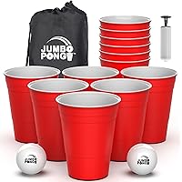 Giant Yard Pong Game for Outdoor Lawn, Beach, Camping, Tailgating or Backyard - Durable Giant Cups with Indoor/Outdoor Ball and Pump Included, 6 Years and Older