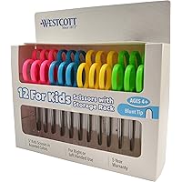 Westcott 13140 Right- and Left-Handed Scissors, Kids' Scissors, Ages 4-8, 5-Inch Blunt Tip, Assorted, 12 Pack