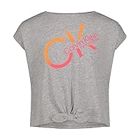 Calvin Klein Girls' Short Sleeve Performance T-Shirt, Crew-Neck Neckline & Logo Detailing