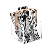 Mind Reader Utensil Holder, Silverware Organizer, Cutlery, Caddy, Rayon from Bamboo and Acrylic, 5.5