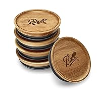 Ball Jar Wooden Storage Lids, regular, Brown, 5 Count (Pack of 1)