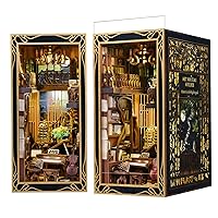 DIY Book Nook Kit, Miniature Dollhouse Booknook Kit, 3D Wooden Puzzle Bookend Bookshelf Insert Decor with LED Light for Teens and Adults (Pianist with Nightingale)