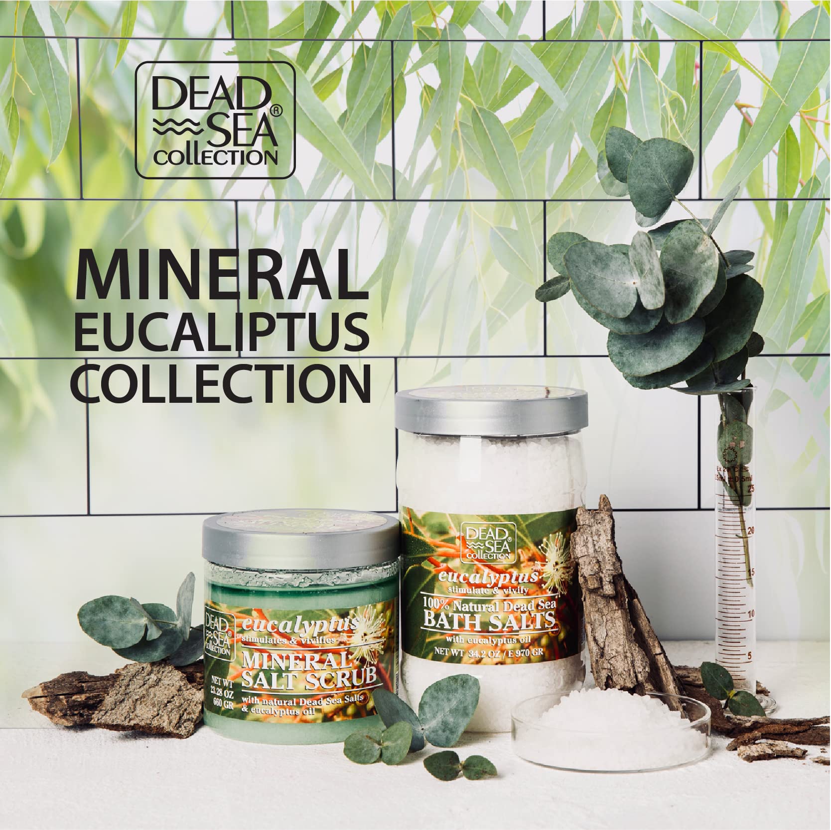 Dead Sea Collection Bath Salts Enriched 4PC -Eucalyptus -Coconut - Himalayan -Cherry Blossom- Natural Salt for Bath - Large 34.2 OZ. - Nourishing Essential Body Care for Soothing and Relaxing