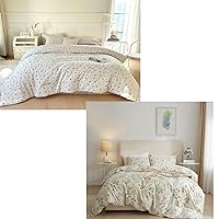 EAVD Chic Garden Floral Bedding Set 6 Pcs(1 Comforter+1 Duvet Cover+4 Pillowcases)