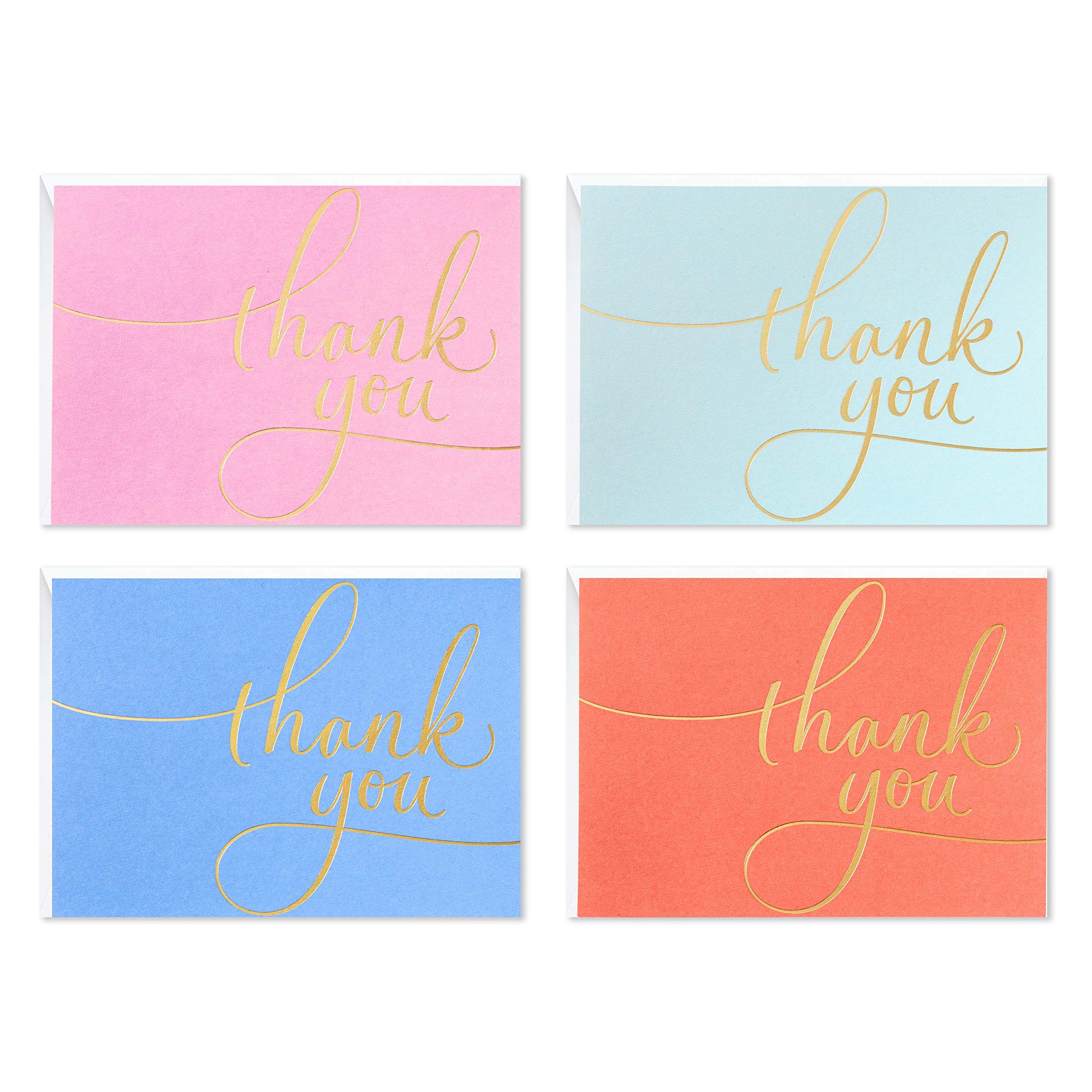 Hallmark Thank You Cards Assortment, Gold Foil Script (40 Thank You Notes with Envelopes) & Thank You Cards (Silver Foil Script, 40 Thank You Notes and Envelopes)