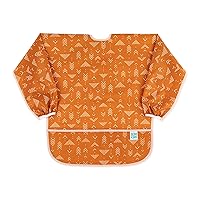 Bumkins Sleeved Smock, Toddler Reusable Waterproof Bib for Girls and Boys Ages 3-5 Years, Long Sleeve Childrens, Kids Paint Apron, Arts, Crafts and Play with Pocket, Soft Fabric, Boho Orange