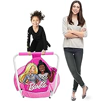 Barbie Hearts Mini Trampoline, Indoor Kids Trampoline for Toddlers with Handle, Featuring Barbie and Friends
