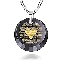 NanoStyle 120 Languages I Love You Necklace for Women Pure Gold Inscribed in Miniature Text on Sparkling Brilliant Cut Round Cubic Zirconia Gemstone Love Pendant, 18