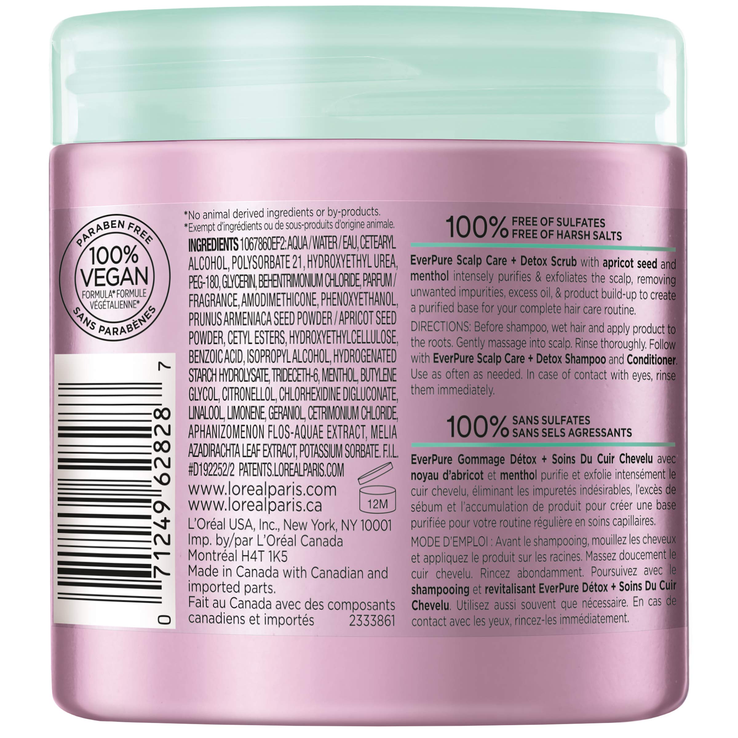 L'Oreal Paris EverPure Exfoliating Scalp Care + Detox Scrub with Apricot seed, 8 Ounce