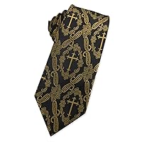 KOOELLE Mens Novelty Religous Necktie Christian Cross & Paisley Tie