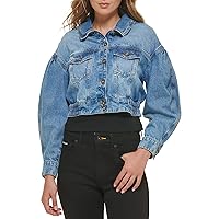 DKNY Women's Denim Fashionable Cropped Jeans Jacket
