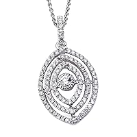 14k White Gold Three Ring Diamond Pendant with .49 Cttw Diamonds H-I Color SI2-I1 Clarity