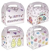 Gift Boutique 48 Pack Valentine’s Day Treat Boxes Color Your Own Cardboard Hearts Goodies Bag Cookie Candy Goody Gable Box Containers, Kids School Classroom Crafts Supplies Party Favors 4 Designs