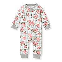 Burt's Bees Baby Baby Girls Pajamas, Sleep and Play Loose Fit, 100% Organic Cotton, Soft One-piece PJs, Diagonal Zip Up Romper Newborn Essentials with Interior Zipper Guard in sizes NB to 6-9 Months