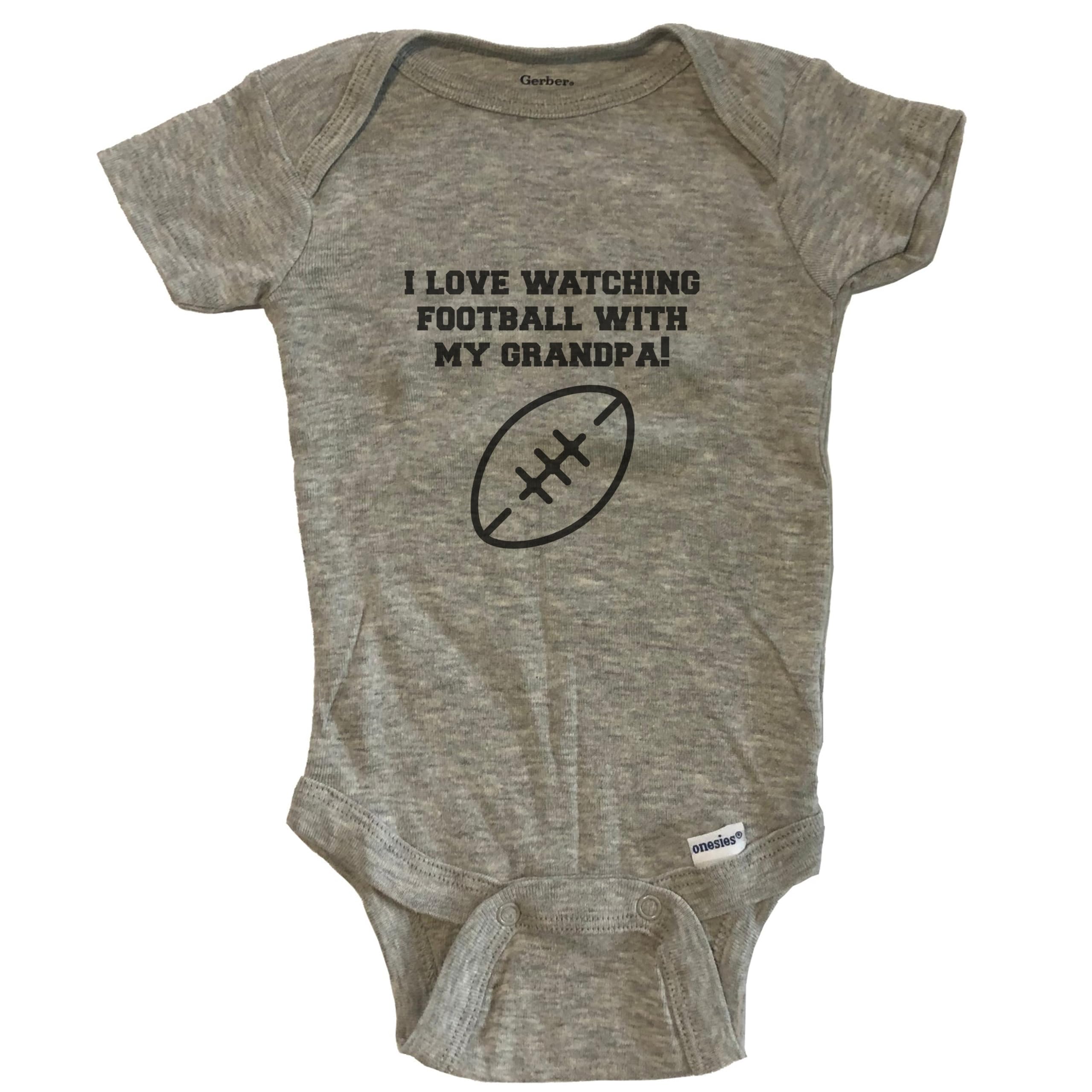 Really Awesome Shirts I Love Watching Football With My Grandpa Football Baby Bodysuit (100% Cotton)