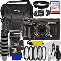 Ultimaxx Advanced Olympus Tough TG-6 Digital Camera Bundle (Black) - Includes: 64GB Ultra Memory Card, 2X Replacement Batteries, Protective UV Filter, Mini “Gripster” Tripod & Much More (27pc Bundle)
