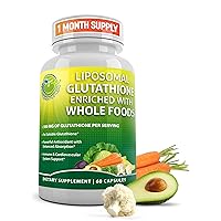 Liposomal Glutathione 500mg - Reduced Glutathione Supplement with Organic Whole Foods for Enhanced Absorption - Master Antioxidant & Detoxifier - Immune & Cardiovascular Support - 1 Month Supply