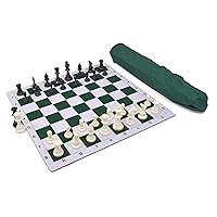 Triple Weighted Pieces and Mousepad Board Chess Set (Green)