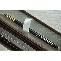 Cross Century Spire Silhouette Satin Matte Black with 23KT Gold Appointments Rollerball (Rolling Ball) Pen