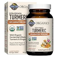 Organics Extra Strength Turmeric Inflammatory Response 60 Tablets-100mg Curcumin (95% Curcuminoids) Black Pepper, Probiotics, Organic Non-GMO Vegan Gluten Free Herbal Supplement