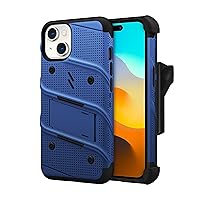 ZIZO Bolt Bundle for iPhone 15 Case with Screen Protector Kickstand Holster Lanyard - Blue