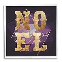 Stupell Industries Noel Typography Purple Geometric Shapes Glam Christmas, Designed by Daphne Polselli White Framed Wall Art, 12 x 12