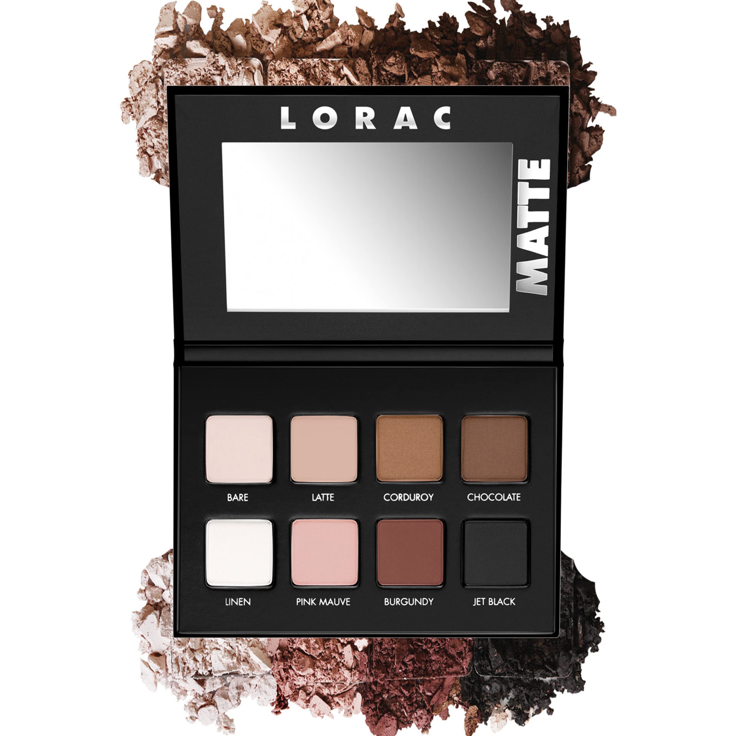 LORAC PRO Matte & Shimmer Eyeshadow Palette, Metallic High Pigmented, Mirror Compact